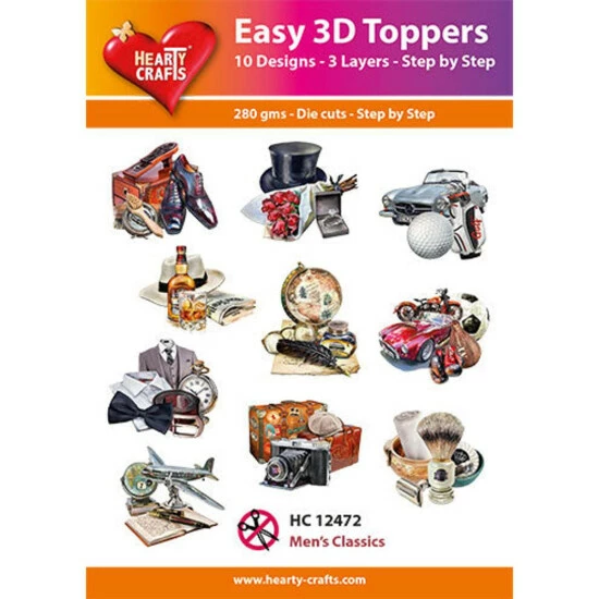 Marianne Design Hearty Crafts Easy 3D Toppers - Men's Classics