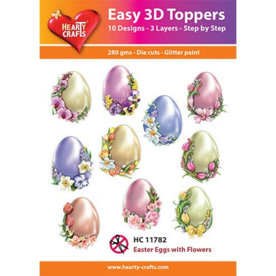 Marianne Design Hearty Crafts Easy 3D Toppers - Easter Eggs With Flowers